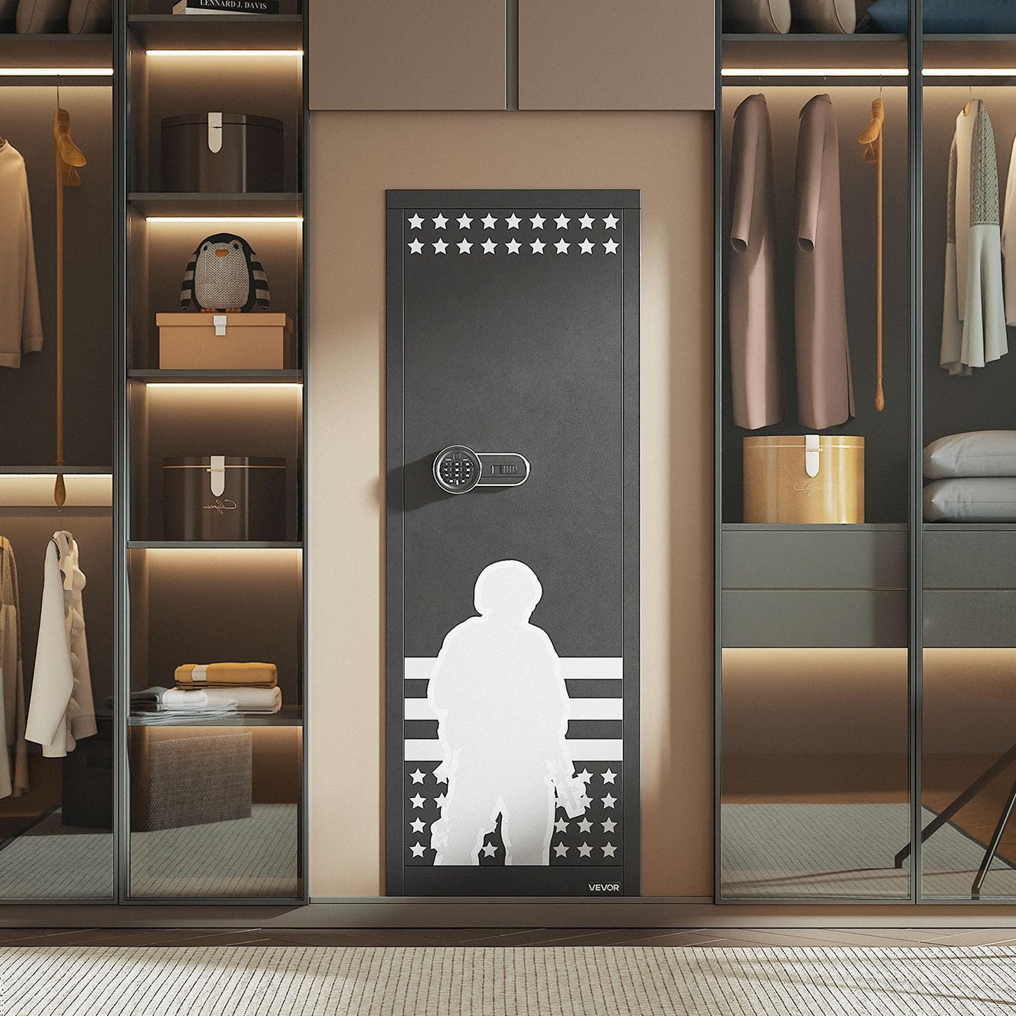 VEVOR 10-12 Gun Safe, Long Gun Cabinet for Rifles and Pistols, Quick Access Rifle Safe with 4 Pistol Pockets and 3 Adjustable Racks, Large Digital Cabinet with Key and Password Lock(Assembly Required)
