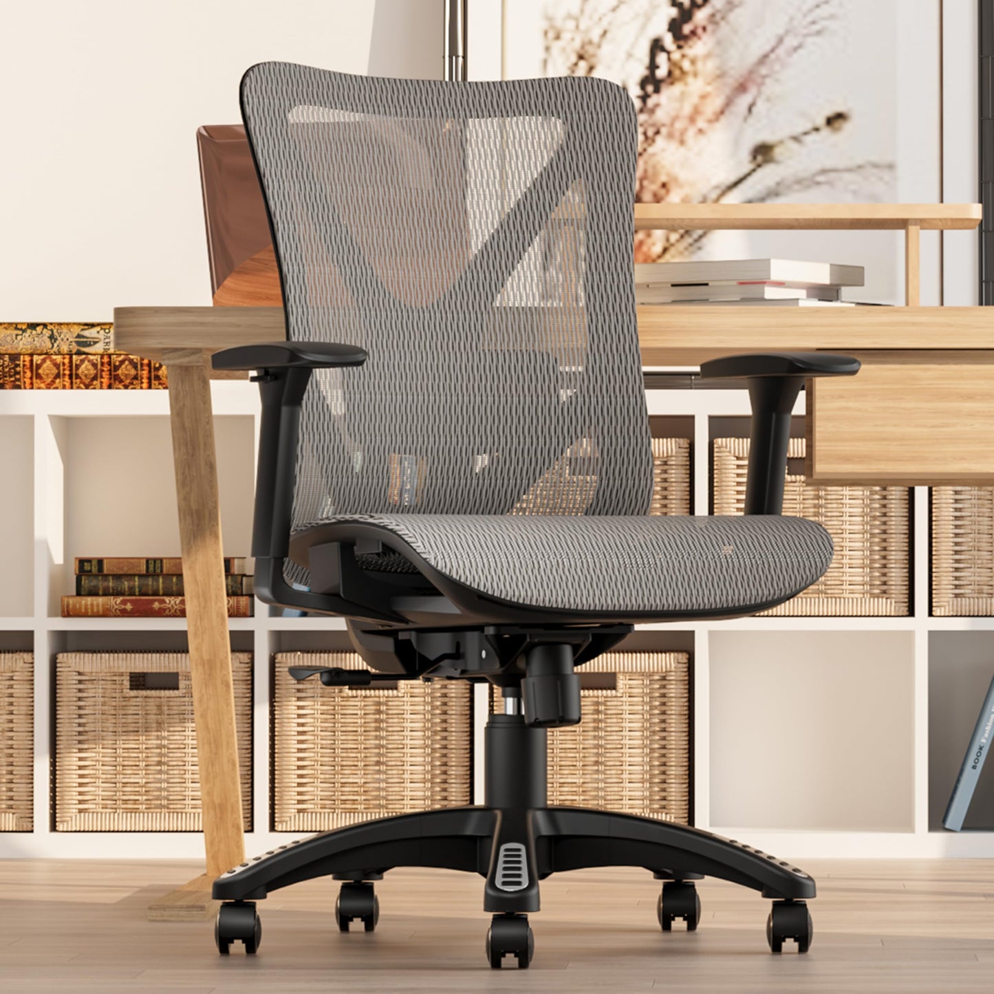 MOLENTS Ergonomic Office Chair, Mesh Computer Desk Chairs with Adjustable Lumbar Support, 3D Armrest, Tilt Function, Comfy Wide Seat, Executive Work Task Chair for Company & Home, Gaming Chair (Grey)