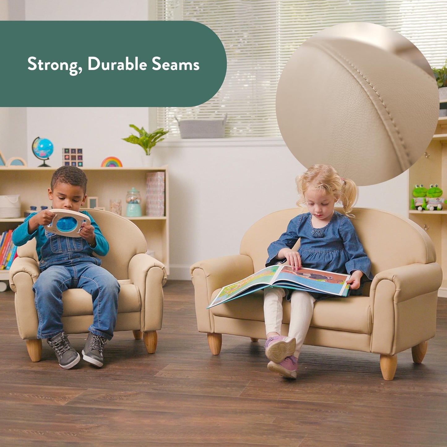 Children's Factory As We Grow Toddler Sofa, Flexible Seating for Daycare or Preschool, Kids Reading Couch, Playroom Furniture, Buff