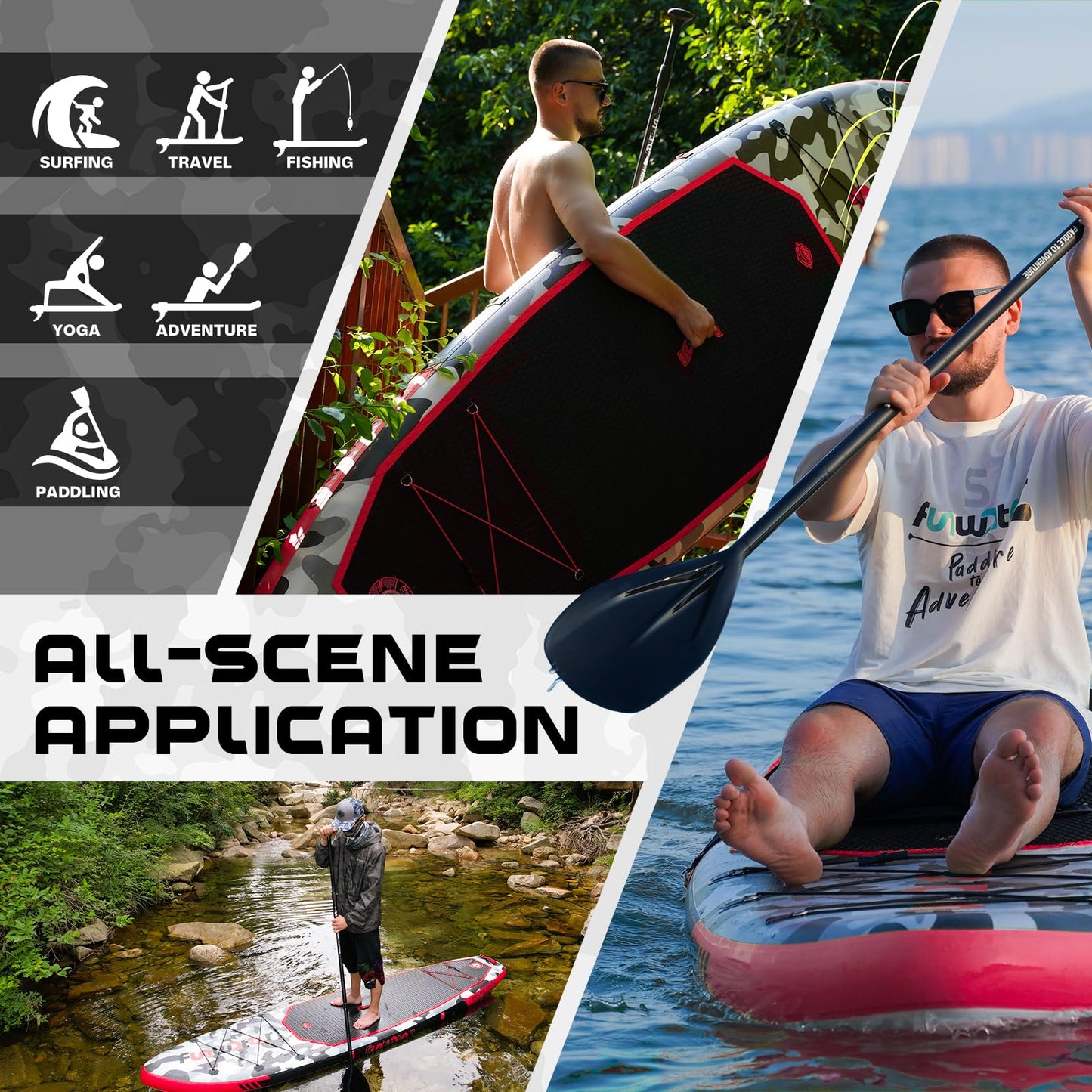 FunWater Inflatable Stand Up Paddle Board with Premium SUP Paddleboard Accessories, Anti-Slip EVA Deck, Paddle Boards for Adults & Youth of All Skill Levels