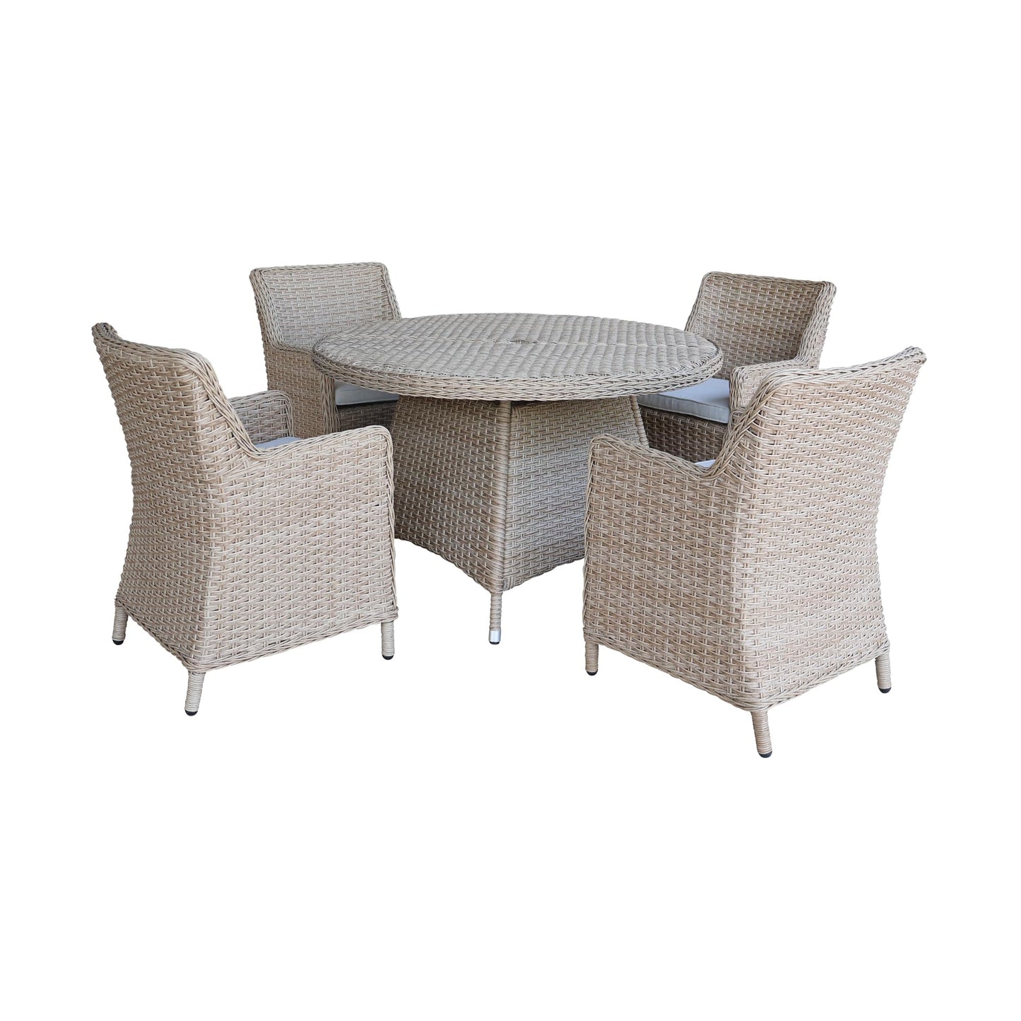 IC INTERNATIONAL CONCEPTS Outdoor Wicker Patio Furniture Set with Round Table and 4 Chairs - Natural