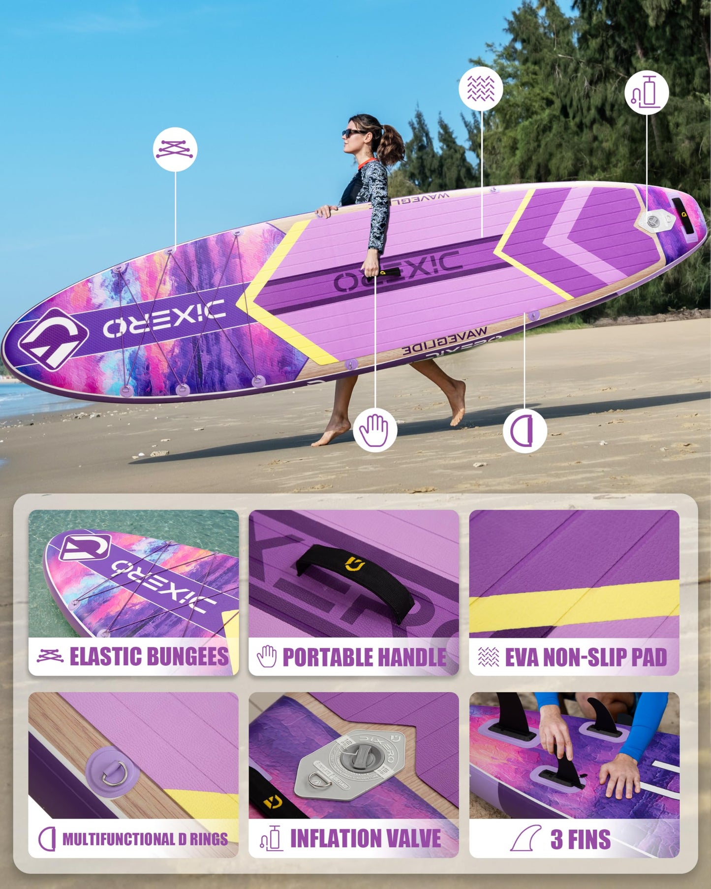 Dixero Inflatable Stand Up Paddle Board with SUP Accessories, Anti-Slip EVA Deck, 11'*33" Inflatable Paddle Boards for Adults & Youth of All Skill Levels