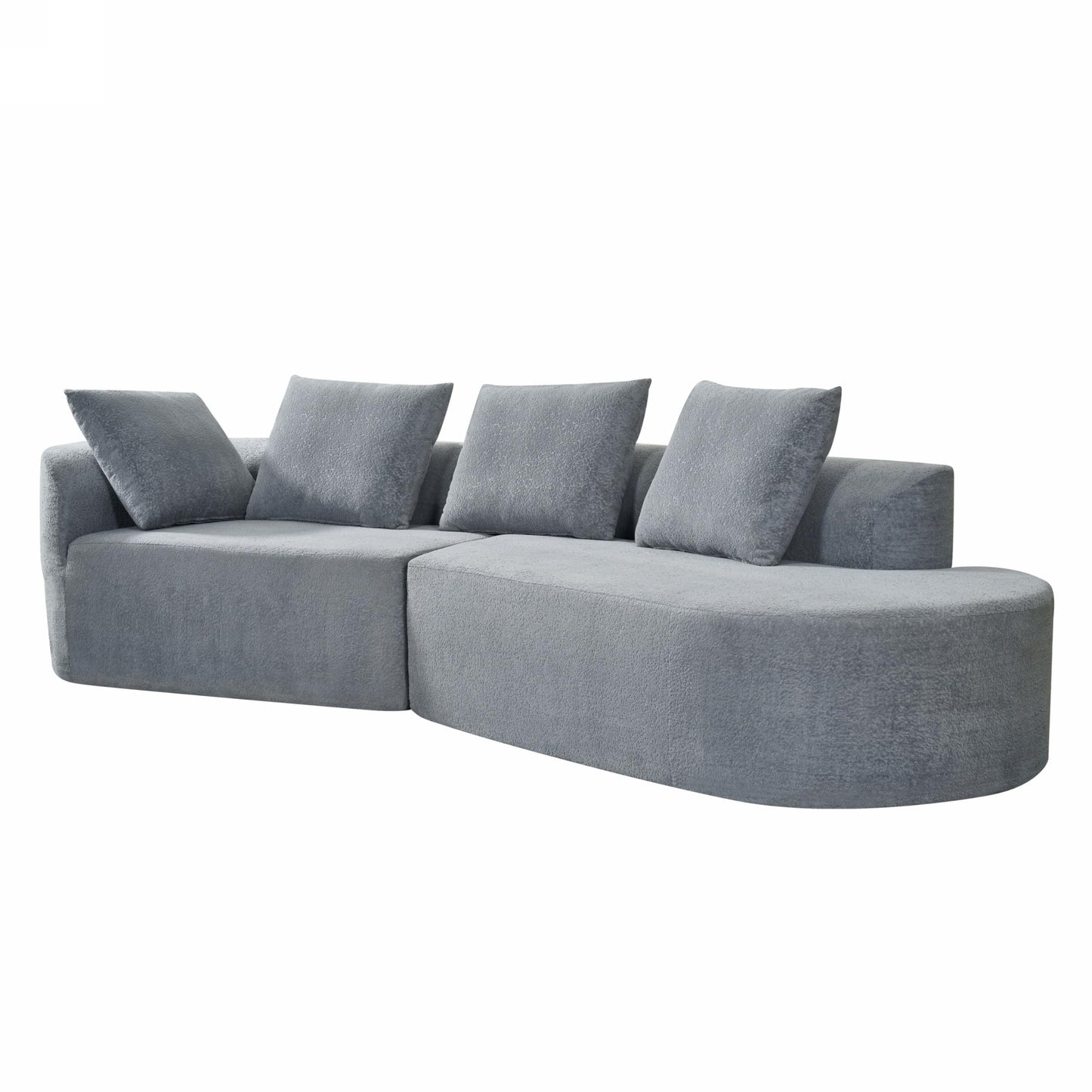 Christopher Knight Home 116" Modern Curved Sectional Sofa 2 Piece Set with Chaise Lounge High-Density Compressed Sponge Couch, Fully Assembled Right Hand Facing Sofa for Living Room Lounge, Light Grey