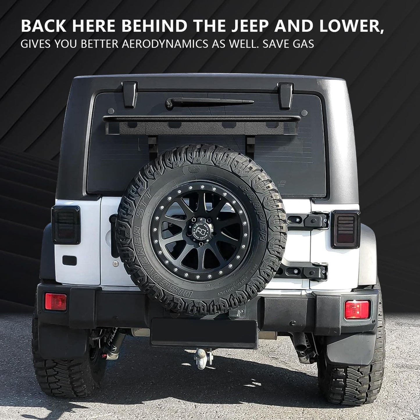 EYOUHZ for Wrangler JK Spare Tire Cargo Rack Rear Luggage Basket on OE Tailgate Compatible with 2007-2018 Jeep Wrangler JK & JKU 2/4 Doors, Cargo Carrier Back Storage Holder Stand Exterior Shelf Tray