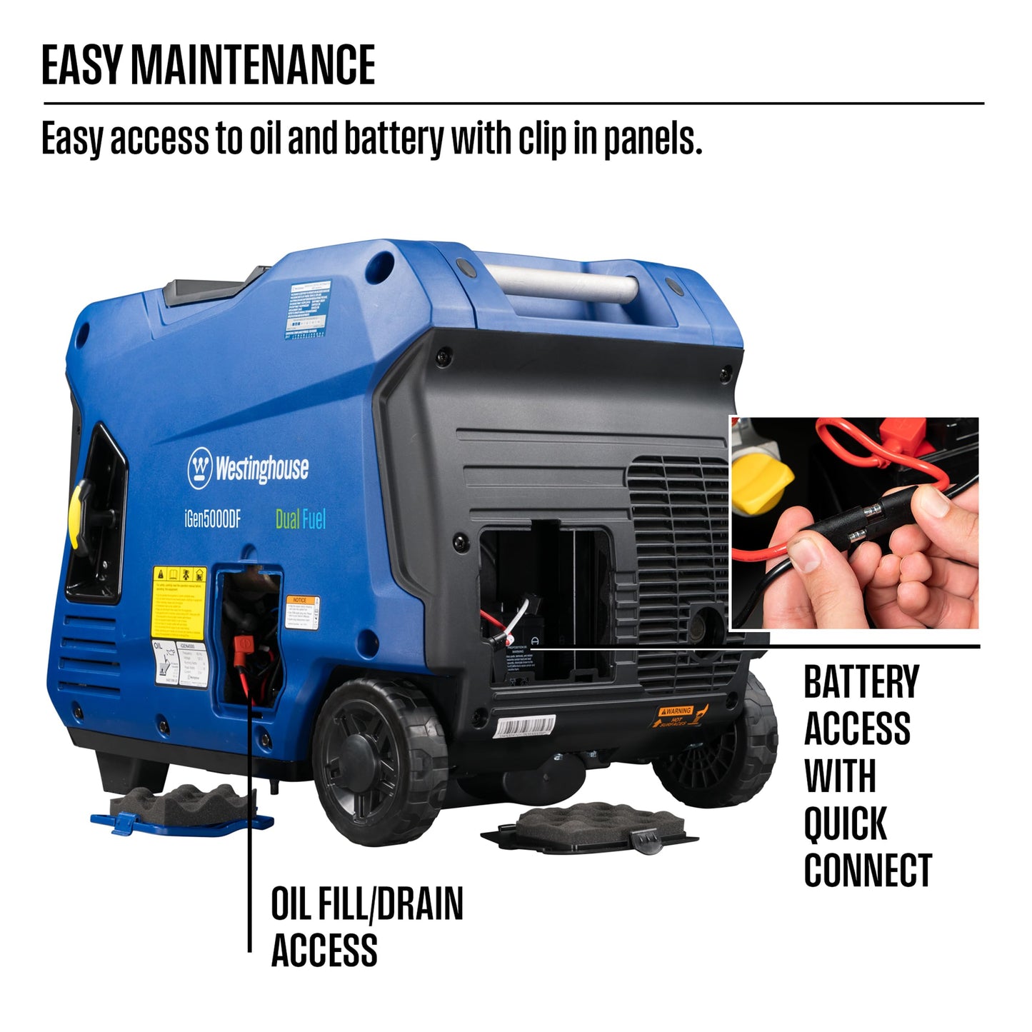 Westinghouse 5000 Peak Watt Super Quiet Dual Fuel Portable Inverter Generator, Remote Electric Start, Gas & Propane Powered, RV Ready 30A Outlet, Parallel Capable, Blue/Black