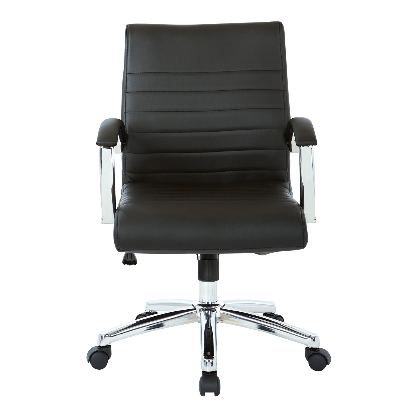 Office Star FL Series Executive Faux Leather Adjustable Office Chair with Built-in Lumbar Support, Low-Back, Black