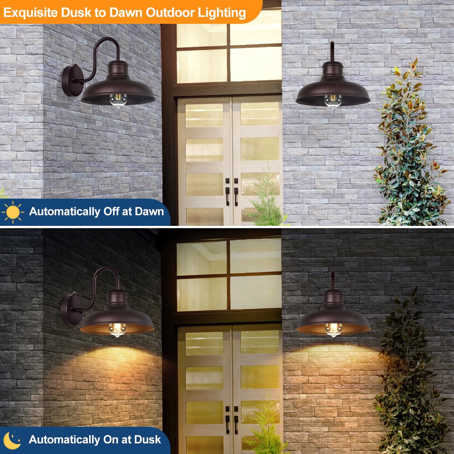 TOBUSA Outdoor Wall Lights, Waterproof Gooseneck Barn Sconces, 11.5 inch, Oil-Rubbed Bronze, Model B11023PP(2PK)