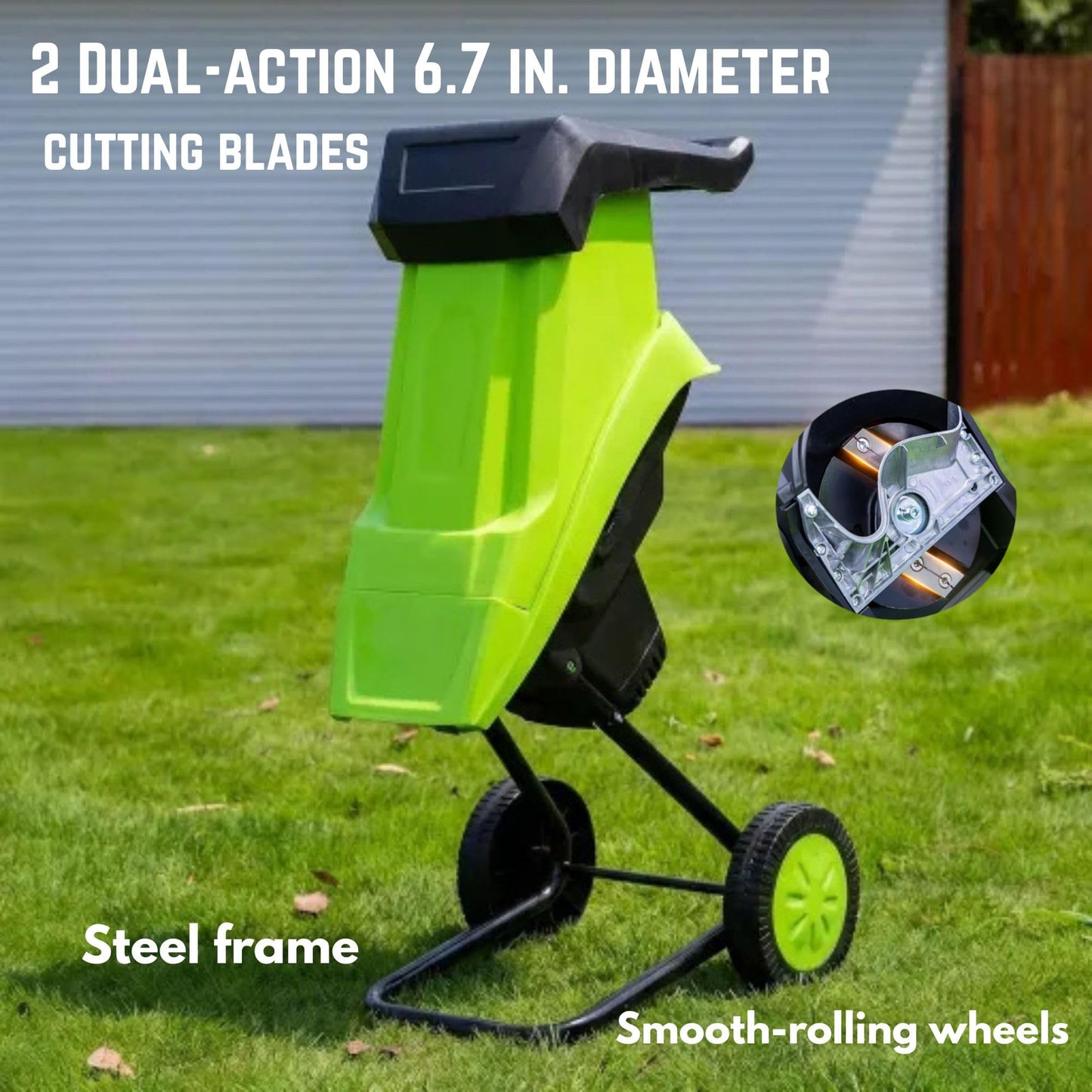 14 Amp Electric Chipper Shredder – 1.5" Capacity Corded Wood Mulcher for Branches, Leaves & Yard Debris — Compact Garden Cleanup Tool