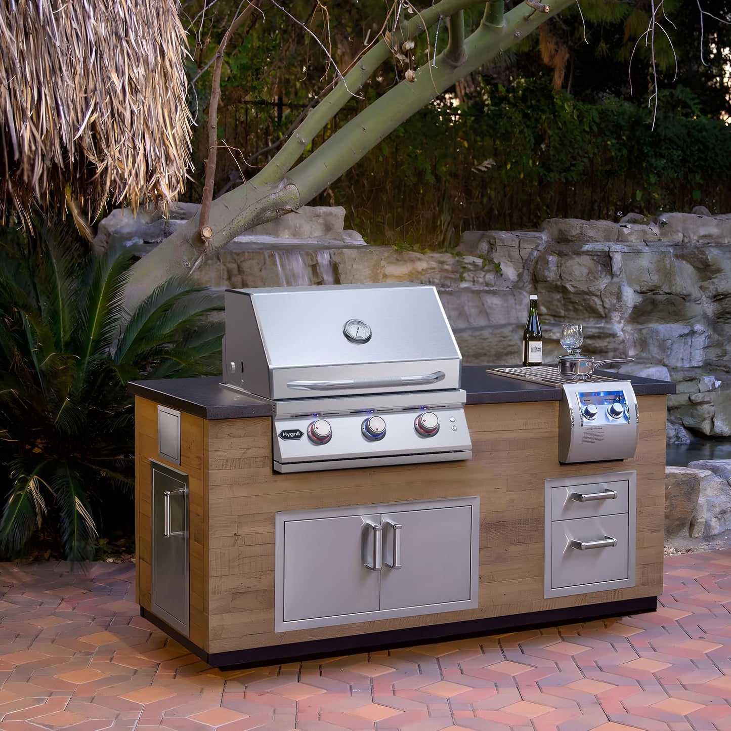 Hygrill Premium XTR 3-Burner Built In Grill, Stainless Steel Grill Head for Outdoor Kitchen with LED Lights, Liquid Propane