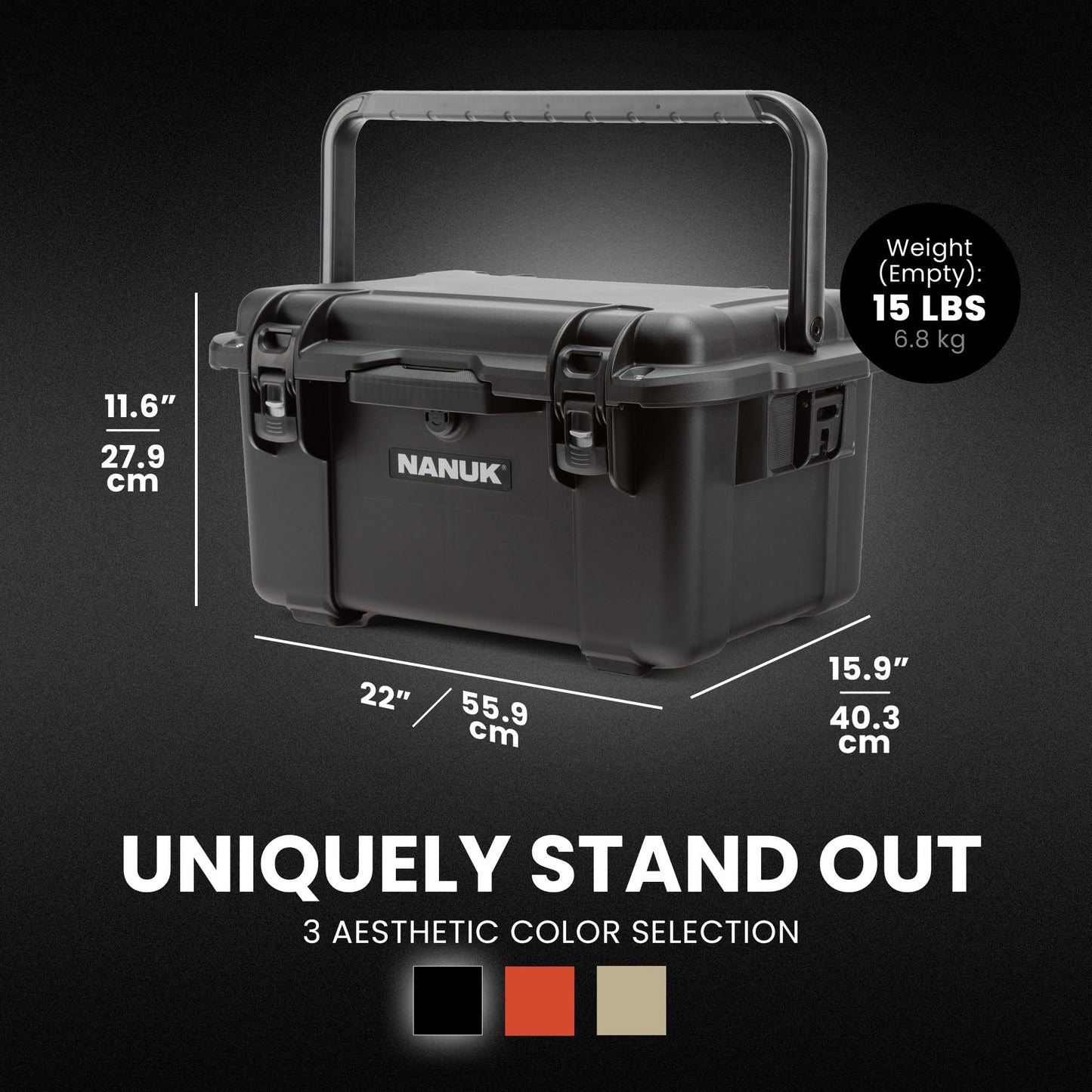 NANUK Trail 35 – 38.8 L (10.2-Gallon) Waterproof Gear Case – Modular Cargo Case for Camping, Fishing, Hunting & Outdoor Storage - Dustproof and Impact Resistant (22.0” x 15.9” x 11.6”) – Black