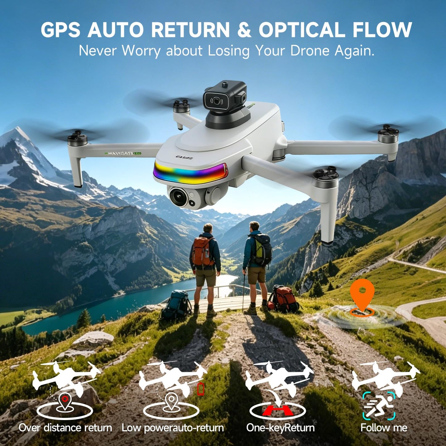 uehjxb 4K Drone with Camera for Adults & Beginners, 5.5" HD Touchscreen Remote, 30-Min Flight, Brushless Motor, Smart Obstacle Avoidance, One-Key Return, Foldable RC Drone Under 260g