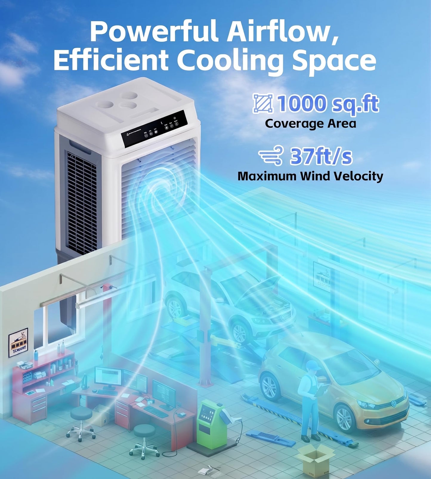 Uthfy Swamp Cooler, 3880CFM Evaporative Air Cooler with 10.6 Gal Water Tank, 120° Oscillation, 12H Timer, Remote, Ultra Quiet Cooling Fan, Outdoor Air Conditioner for Garage Patio Large Room
