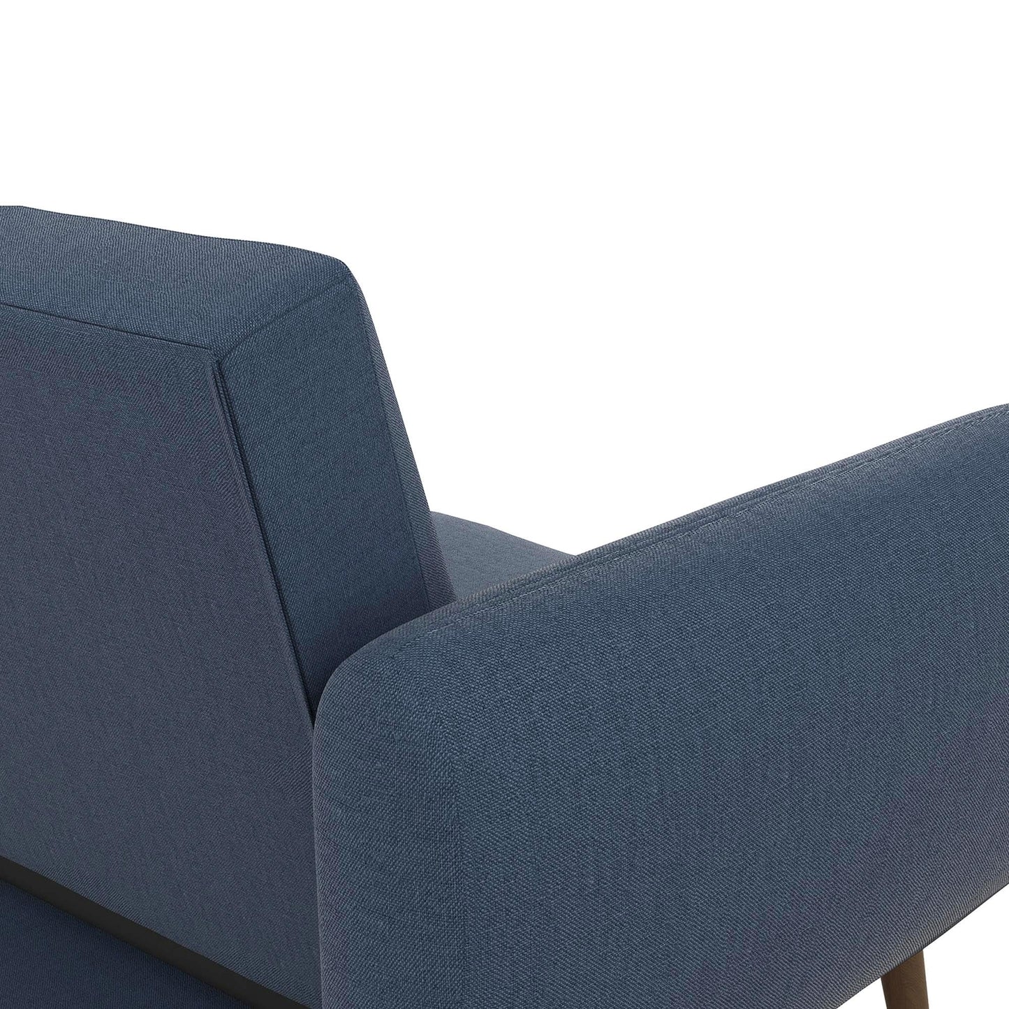 Novogratz Brittany Sofa Futon, Premium Linen Upholstery and Wooden Legs, Blue Linen