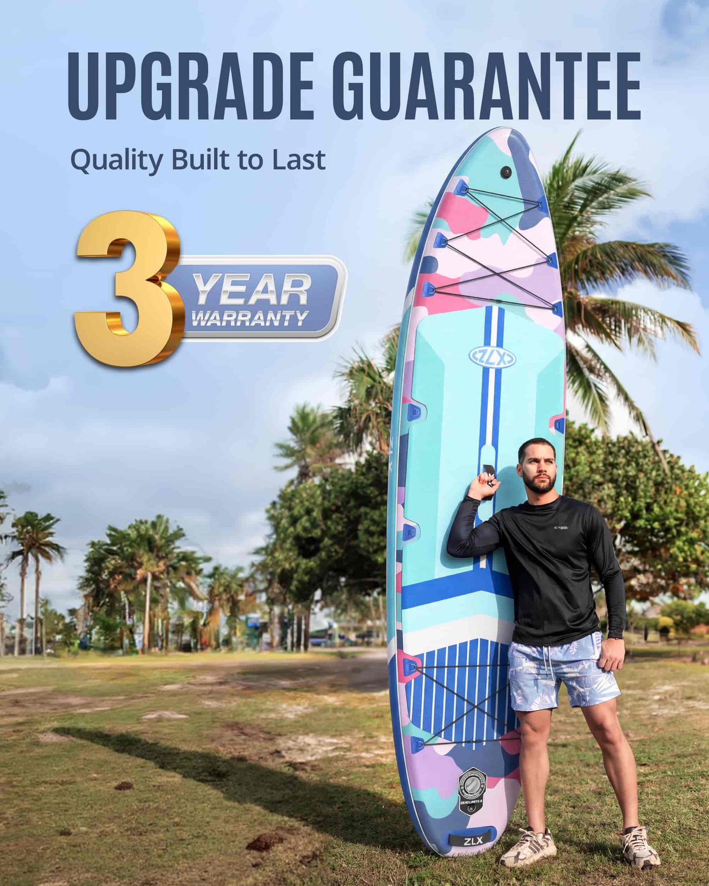 ZLX 11'6"x35" Ultra Wide Inflatable Stand Up Paddle Board | Stable Non-Slip Deck Pad, Unique Fin System, Premium SUP Accessories & Backpack - Upgraded Pump for Adults, All Skill Levels