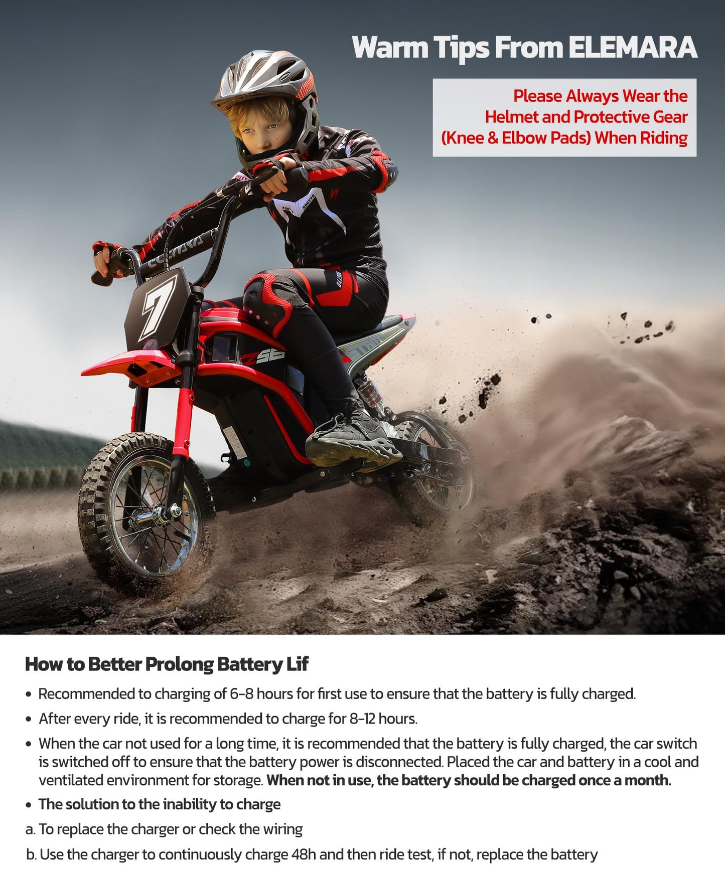 ELEMARA Electric Dirt Bike,350W Motorcycle 24V Ride on Toy for Big Kids w/LED Power Display,15.5 mph & 150lb Max,3 Speeds,Chain-Driven Motor,Twist-Grip Throttle & Brake Lever,12" Air-Filled Tires-Red