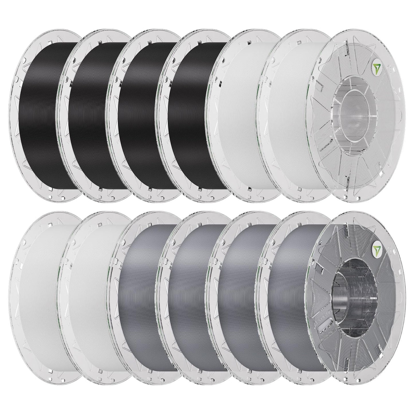 Creality Hyper PLA Filament Bundle 12KG, RFID 3D Printer Filament PLA 1.75mm for High Speed 30-600mm/s, Support CFS, Fits for Most 3D Printers (Black&White&Grey)