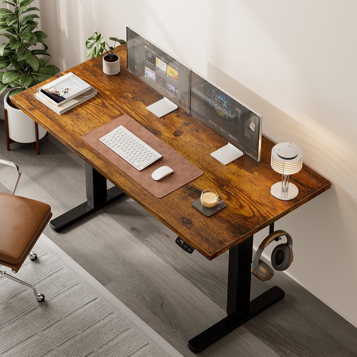 Acrolix Electric Standing Desk, Height Adjustable Home Office Desk with Memory Presets & Cable Management,Rustic Brown Sit Stand Desk for Work from Home, Ergonomic Computer Desk (63" x 24")