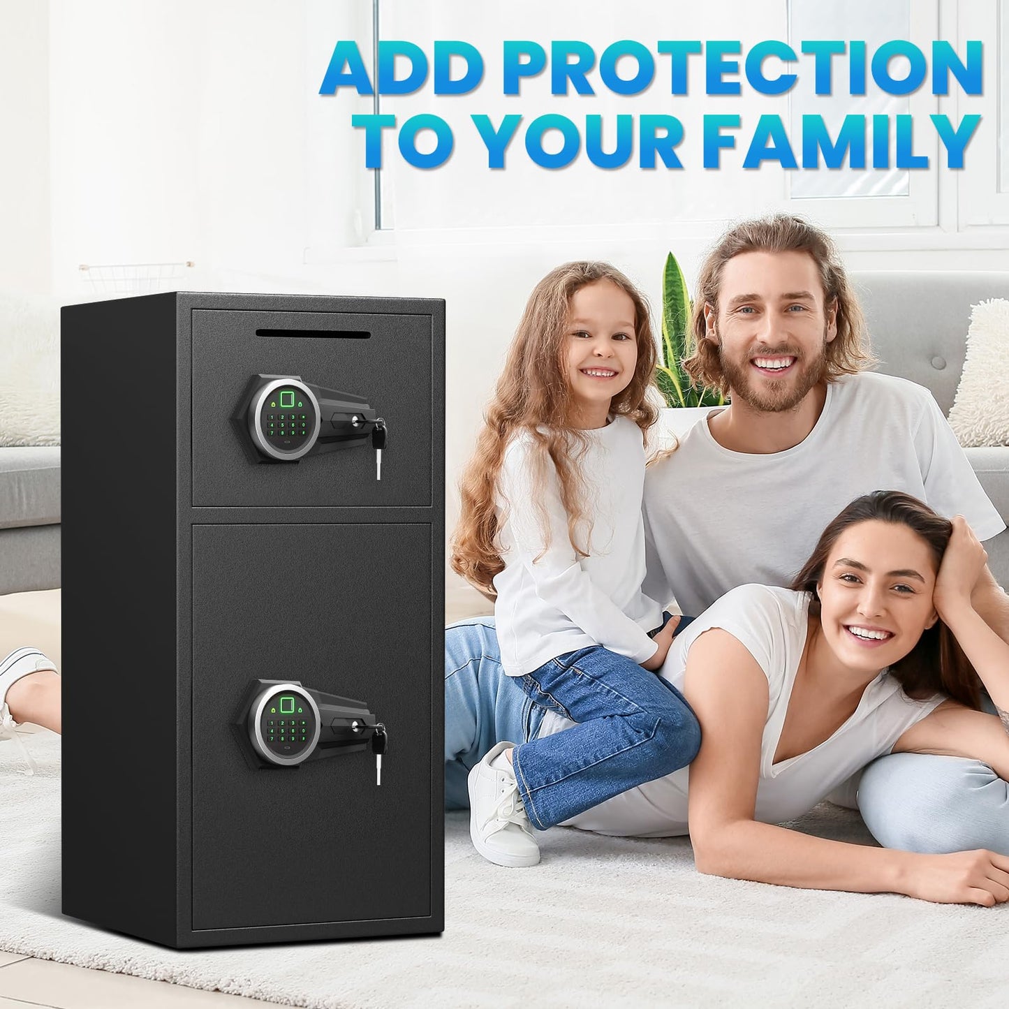 Karbeen 6.5 Cu ft Large Safe Box Fireproof Waterproof with LED Light Safe for Home Documents,Fingerprint Password Personal Safe with Deposit Slot & Dual Alarm System Security Box for Valuables