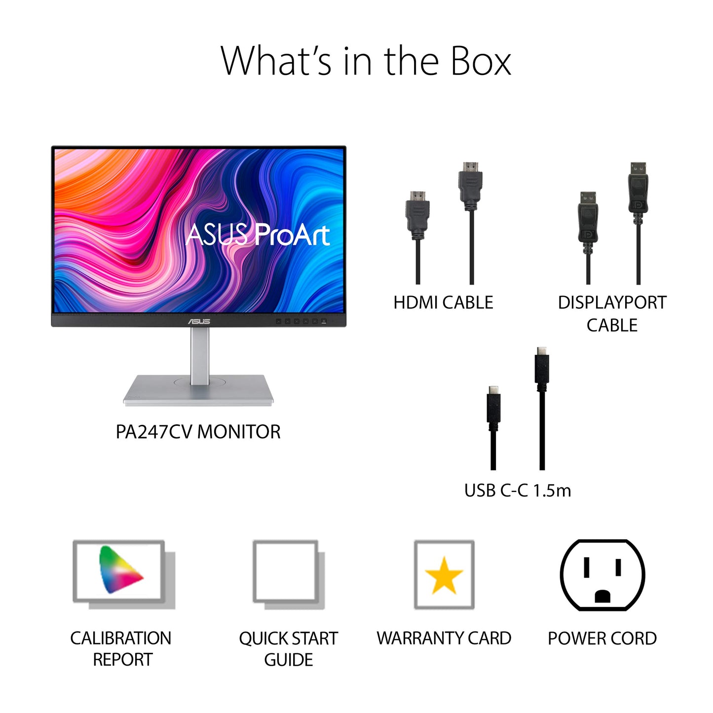 ASUS ProArt Display PA247CV 24-inch Monitor – IPS, Full HD (1920 x 1080), 100% sRGB, 100% Rec. 709, Color Accuracy ΔE < 2, Calman Verified, USB-C, Compatible with Laptop & Mac Monitor