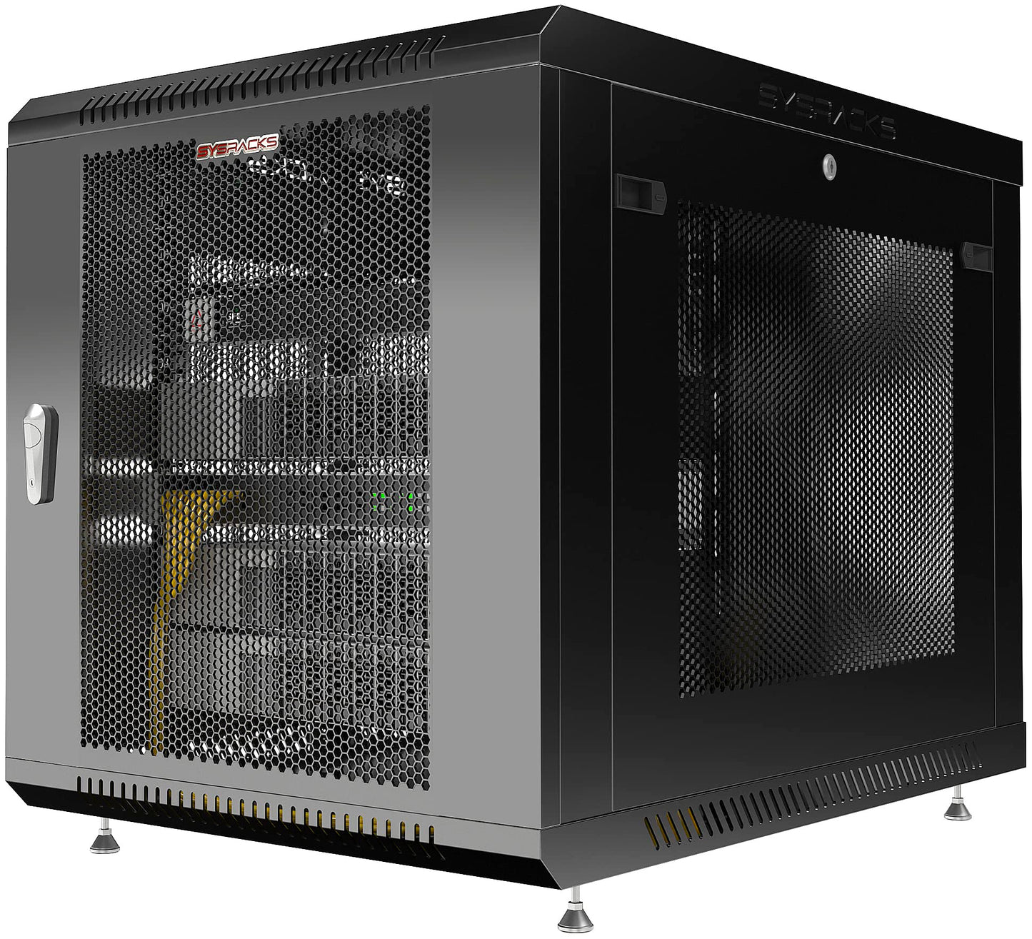 Sysracks 12U MESH Wall Rack Mount Server 35" Deep Network Cabinet, Server Rack with Fan, Removable Side Panels, Locking Glass Door 19" Computer Cabinet Enclosure Network Rack Case 12.900