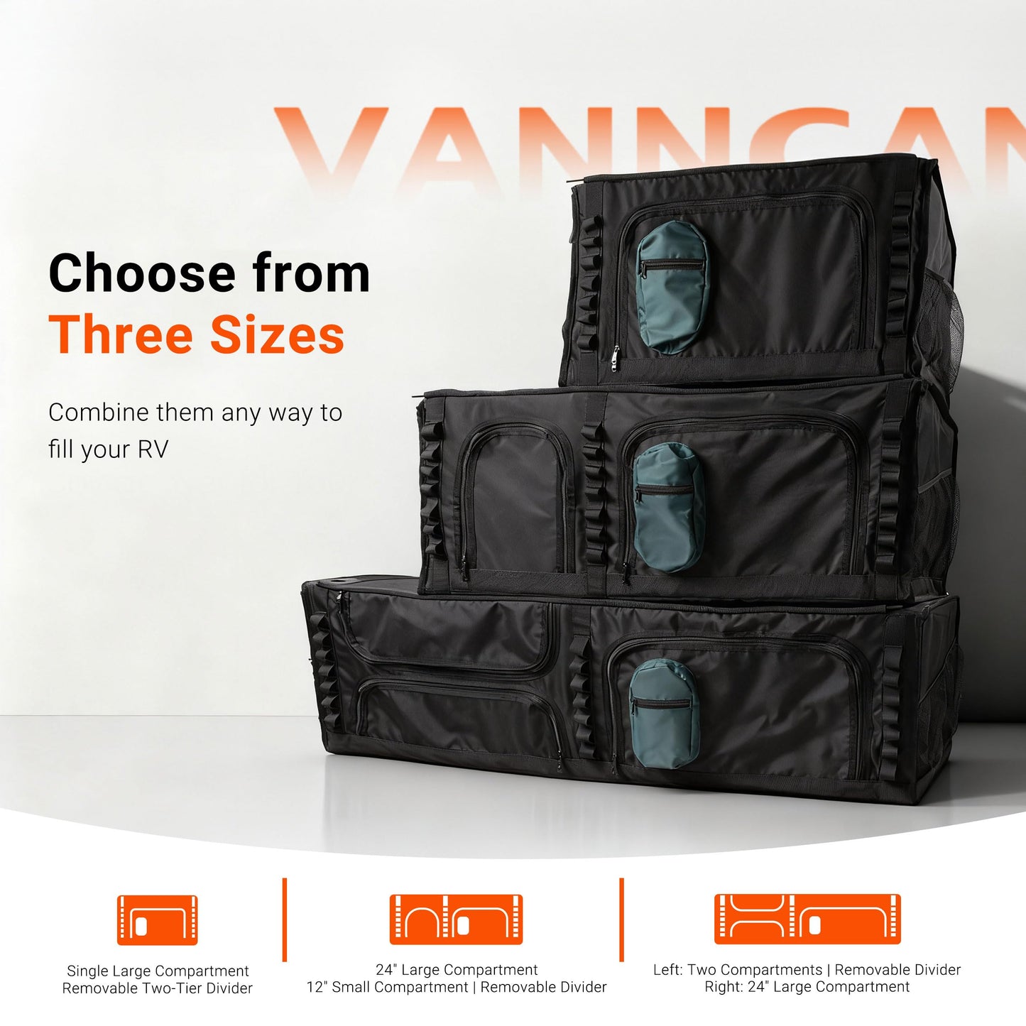 VANNCAMP Soft-Sided Overhead Storage Cabinet 48" - Space-Saving Organizer for Camper Vans, RVs, Mobile Homes | Vanlife Accessories