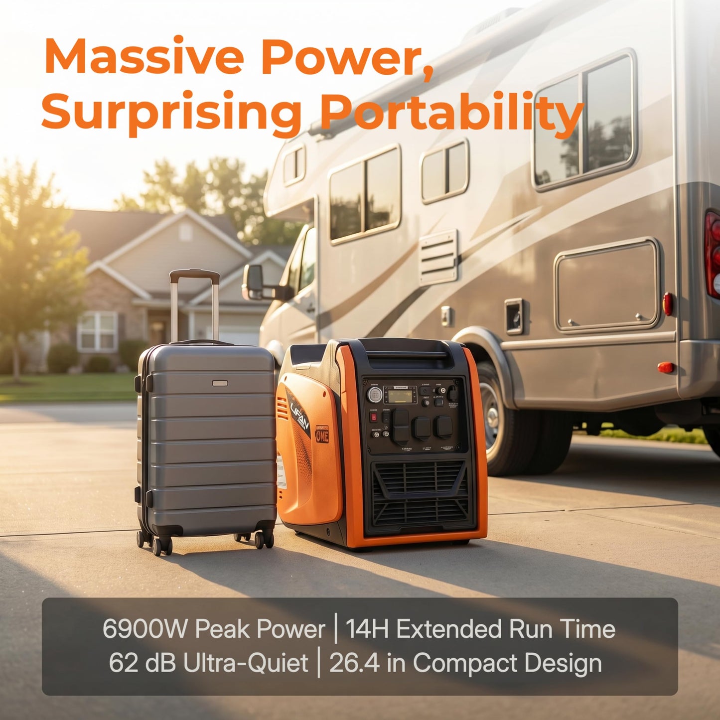 LIFAN LF6800iE 6900W Peak Gas Inverter Generator, Remote Start, 120V/240V 23A Twist Lock Outlet, CO Sensor, 312cc Engine for Home Backup & RV, EPA Certified (Non-CARB/Not for Sale in CA)