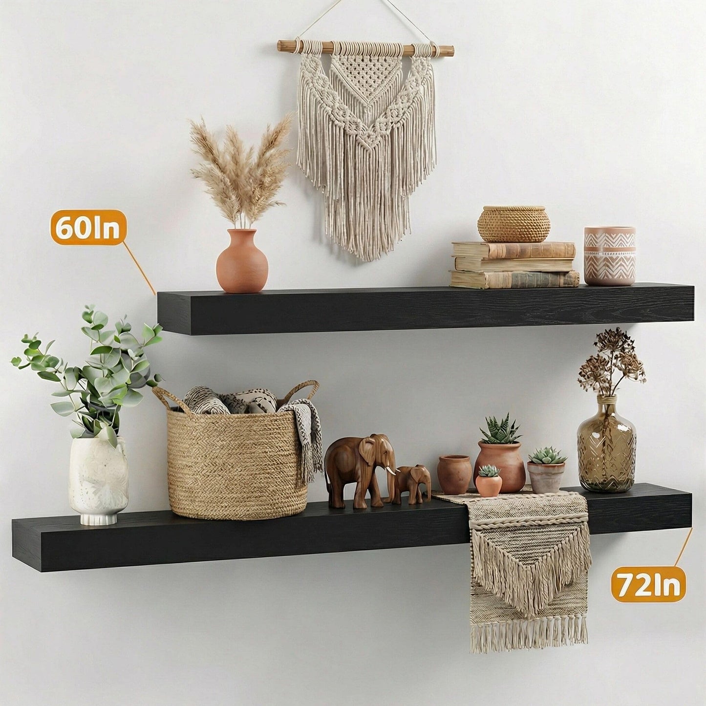 QianYong 72 Inch Solid Wood Fireplace Mantel Shelf, Matte Black