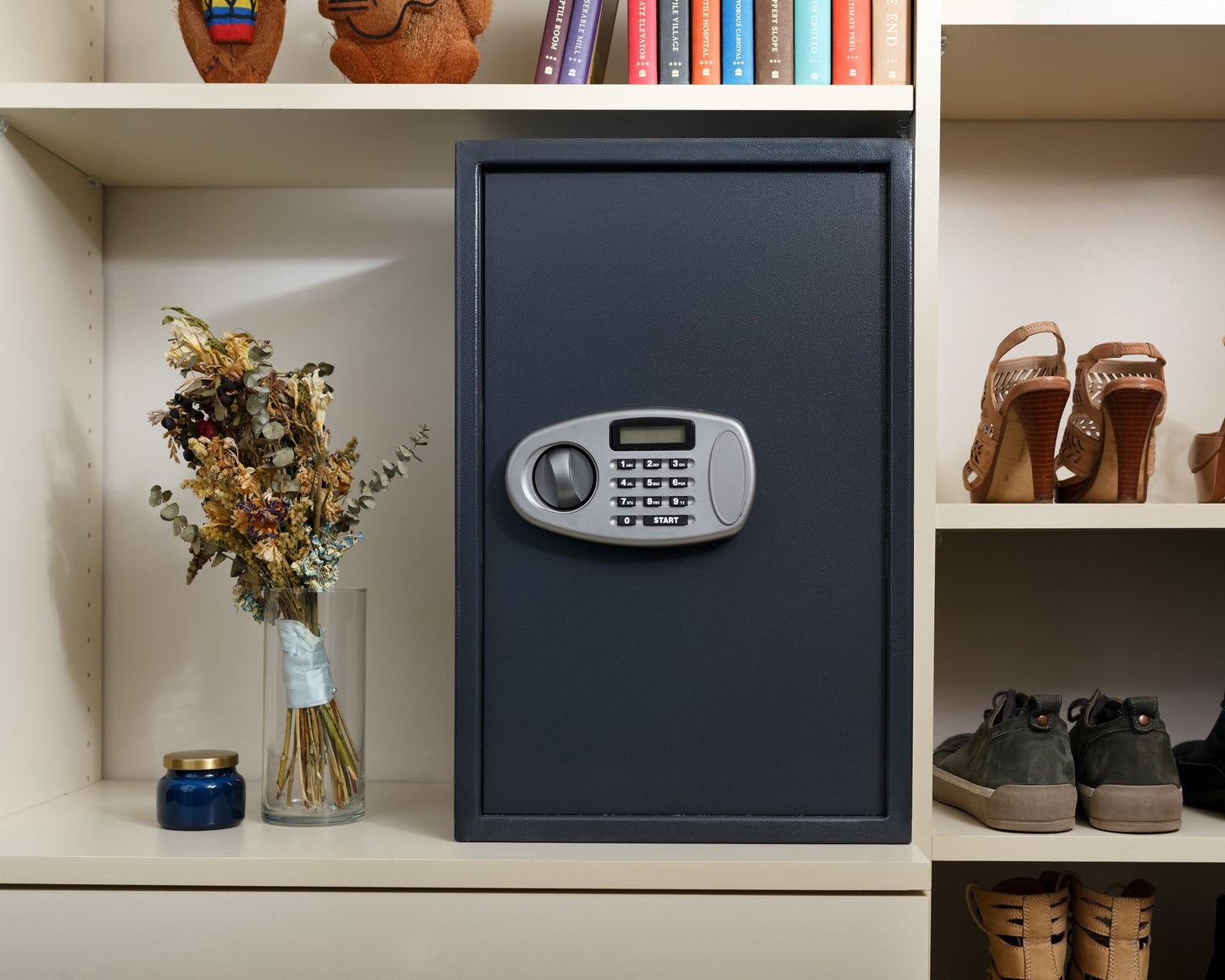 AdirOffice Security Safe with Digital Lock - Electronic Digital Security Safe Box Steel Construction - Ideal for Storage of Cash, Documents, Jewelries and More - (2.32 Cubic Feet, Black)