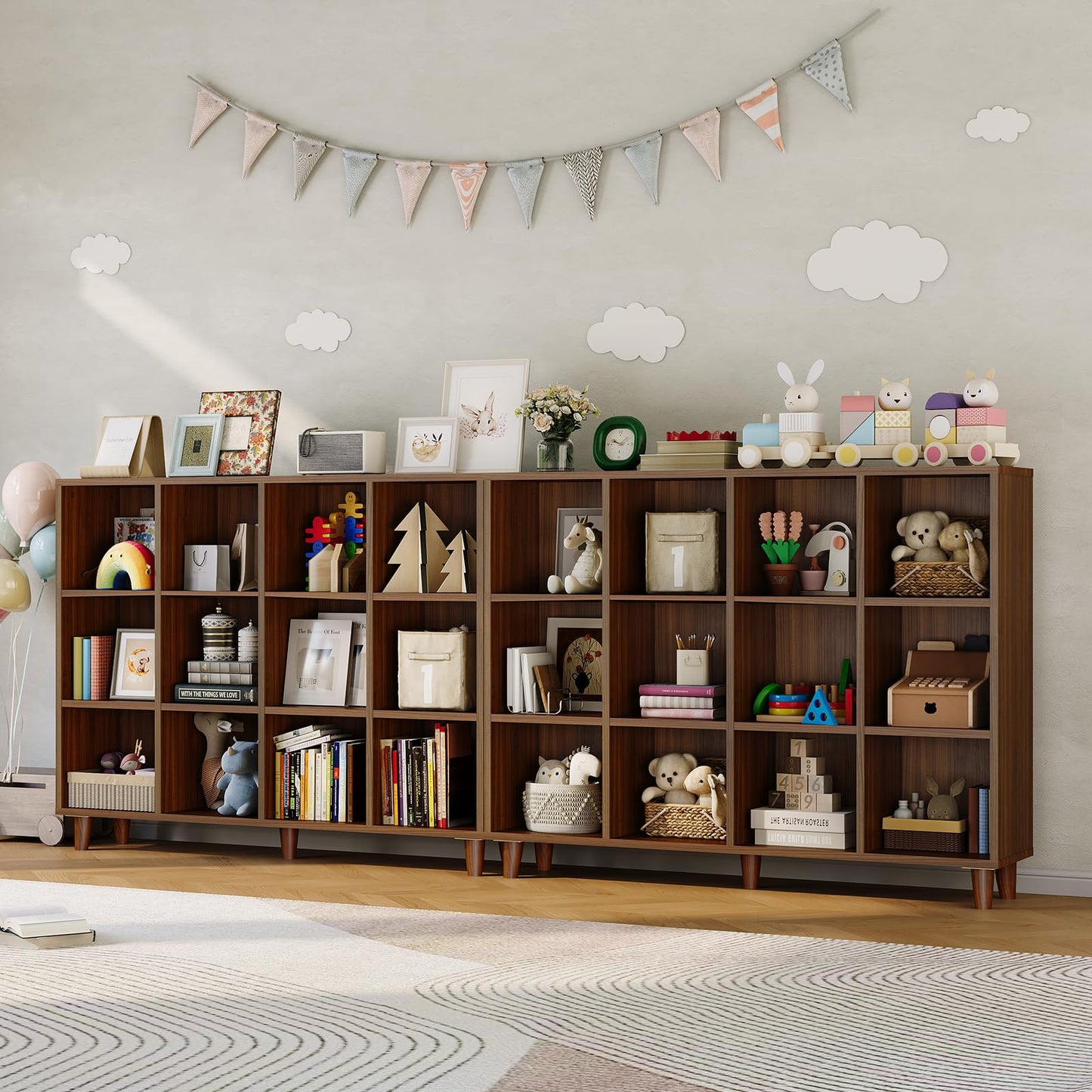 GarveeHome Cube Bookshelf, 12 Cube Storage Organizer Shelf, Freestanding Open Bookcase, Display Cabinet Organizer with Base, for Living Room, Bedroom, Home Office