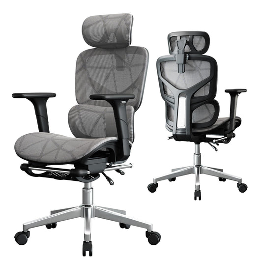 Office Chair with 3D Adjustable Lumbar Support,Ergonomic Computer Chair,Adjustable Headrest and Armrests, 400lbs Capacity,Tilt-Swivel,Premium Mesh Desk Chair for Office,Home & Gaming (Grey)