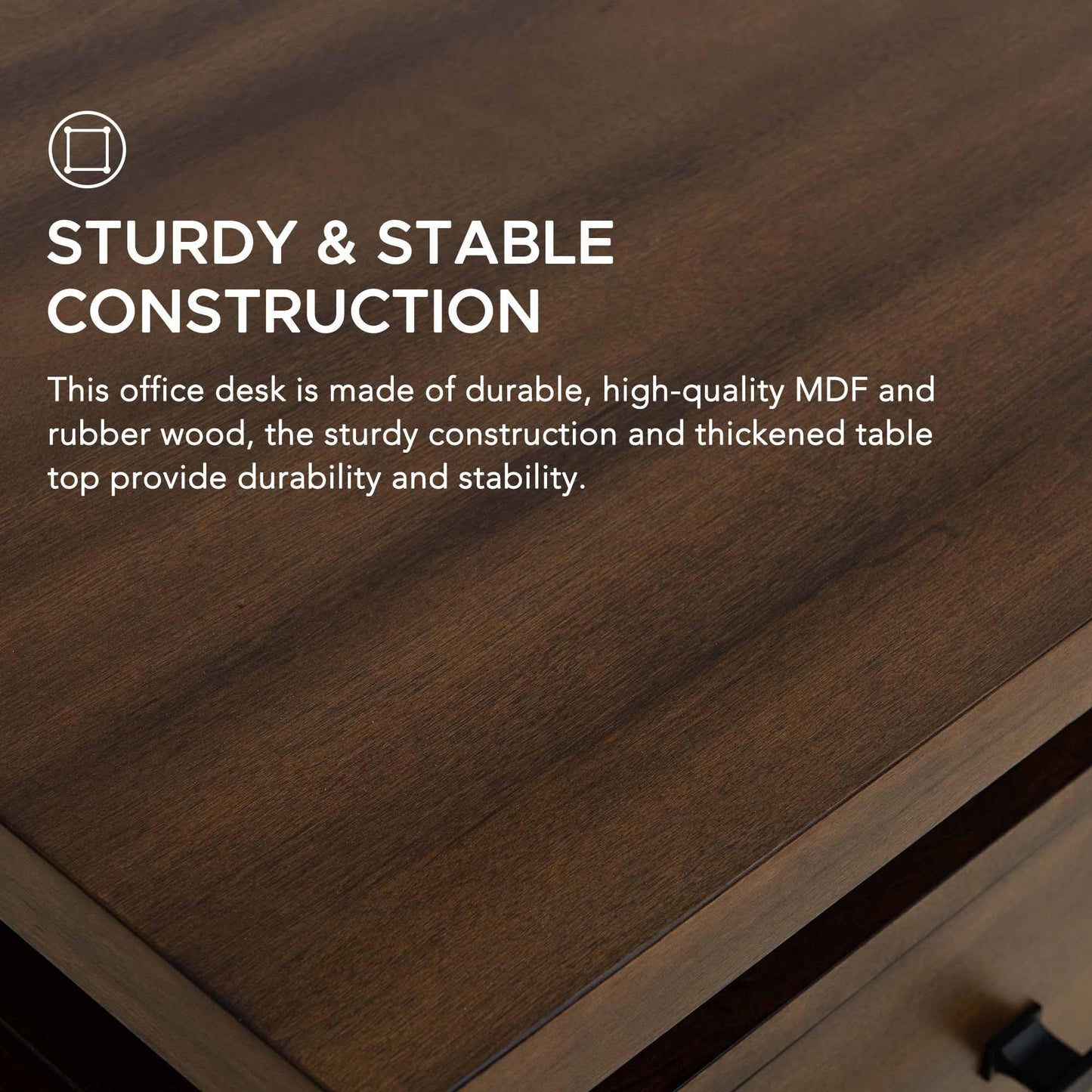 Sunjoy Computer Desk, 60 Inch Milano Floating Pedestal Desk, Modern Home Office Desk Large Work Station with Charging Station and Four Drawers