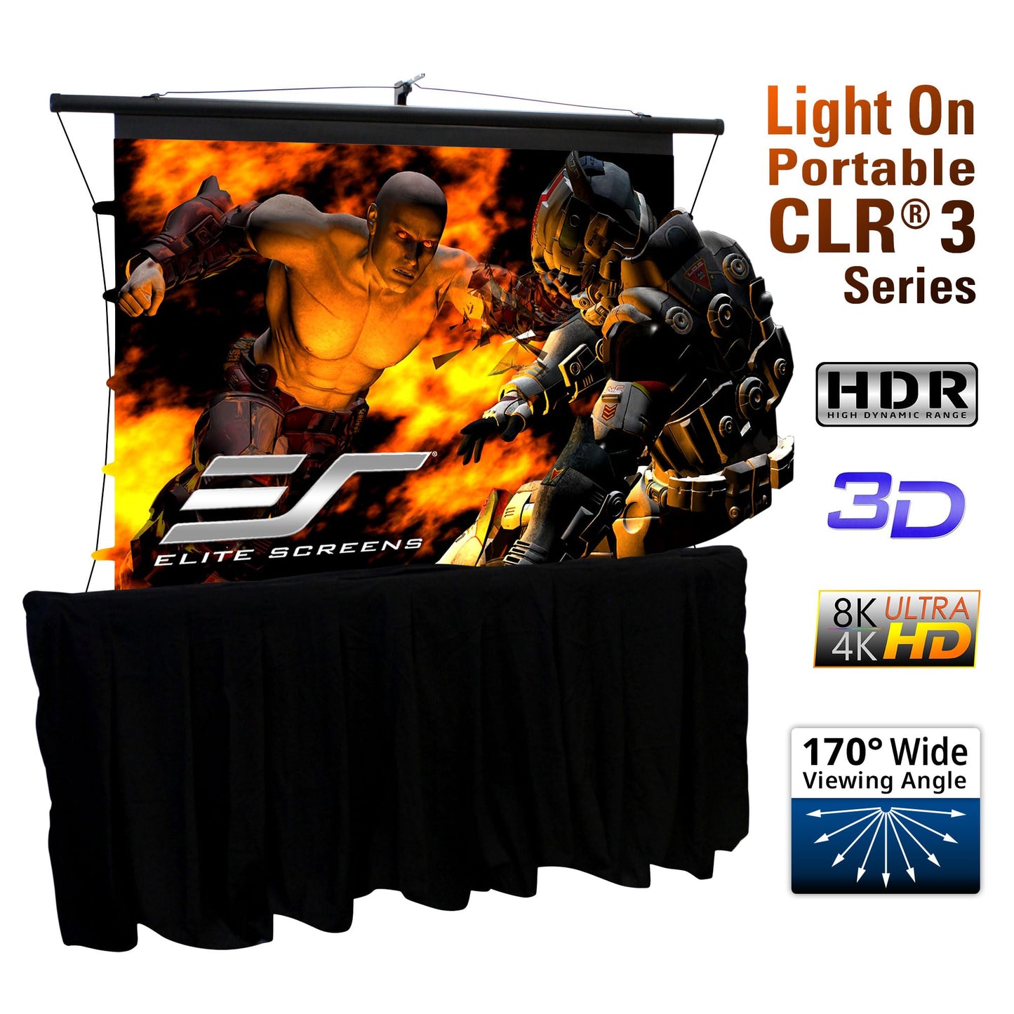 Elite Screens Light On CLR 3, 55" 4:3 Portable Projector Screen with Stand– ALR Ultra Short Throw, Adjustable Indoor Outdoor Pull Up Projection Screen for Home Theater, Office & Classroom, TT55V-CLR3