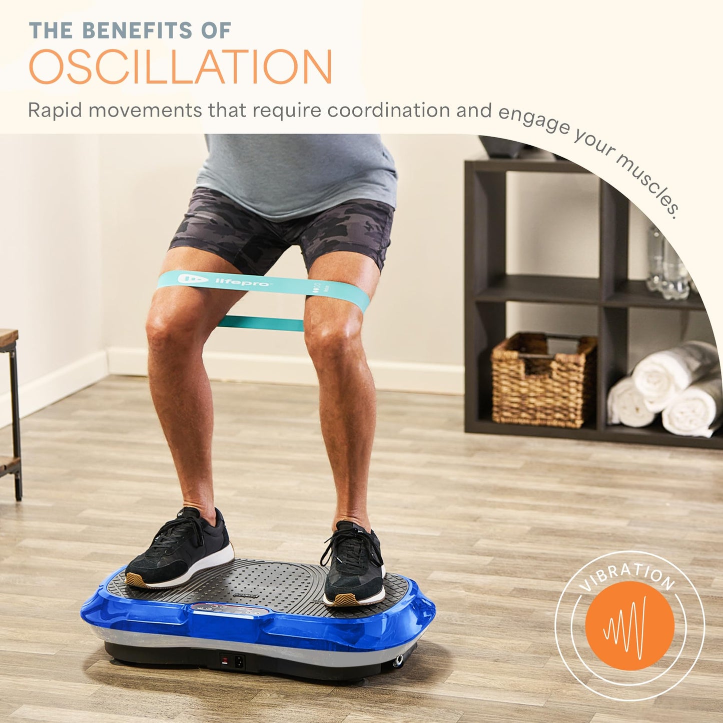 Lifepro Waver Vibration Plate Exercise Machine – High-Intensity Vibration Plate for Lymphatic Drainage – Full-Body Workout Vibrating Platform with Loop Bands – Fitness Equipment for Strength & Toning