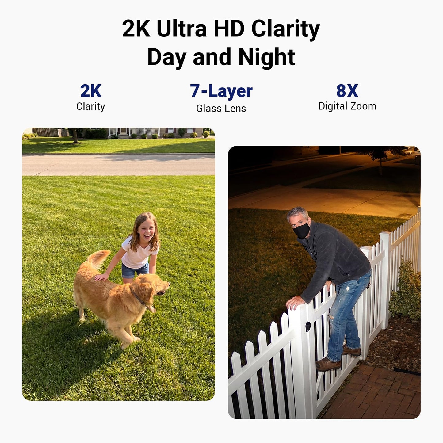 ANSQUE Security Cameras Wireless Outdoor Home System, 2 Camera Kit, No Subscription Fees, Solar Powered, Local Storage, 365-Day Battery Life, 360°PTZ Surveillance, Auto Tracking, 2K Color Night Vision