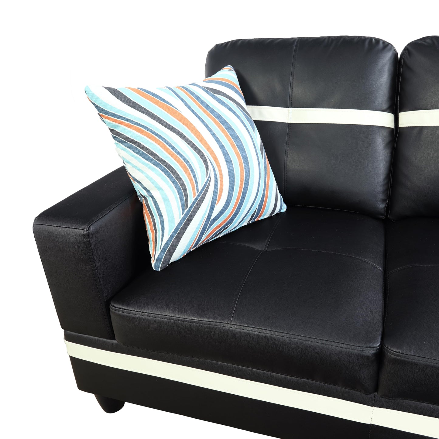 NicBex Leather 103.5" L Shaped Couch Sectional Couches for Living Room, 2-Piece Modular Sofa with Movable Chaise & Deep Seat for Apartment, Bedroom, Office, Black and White