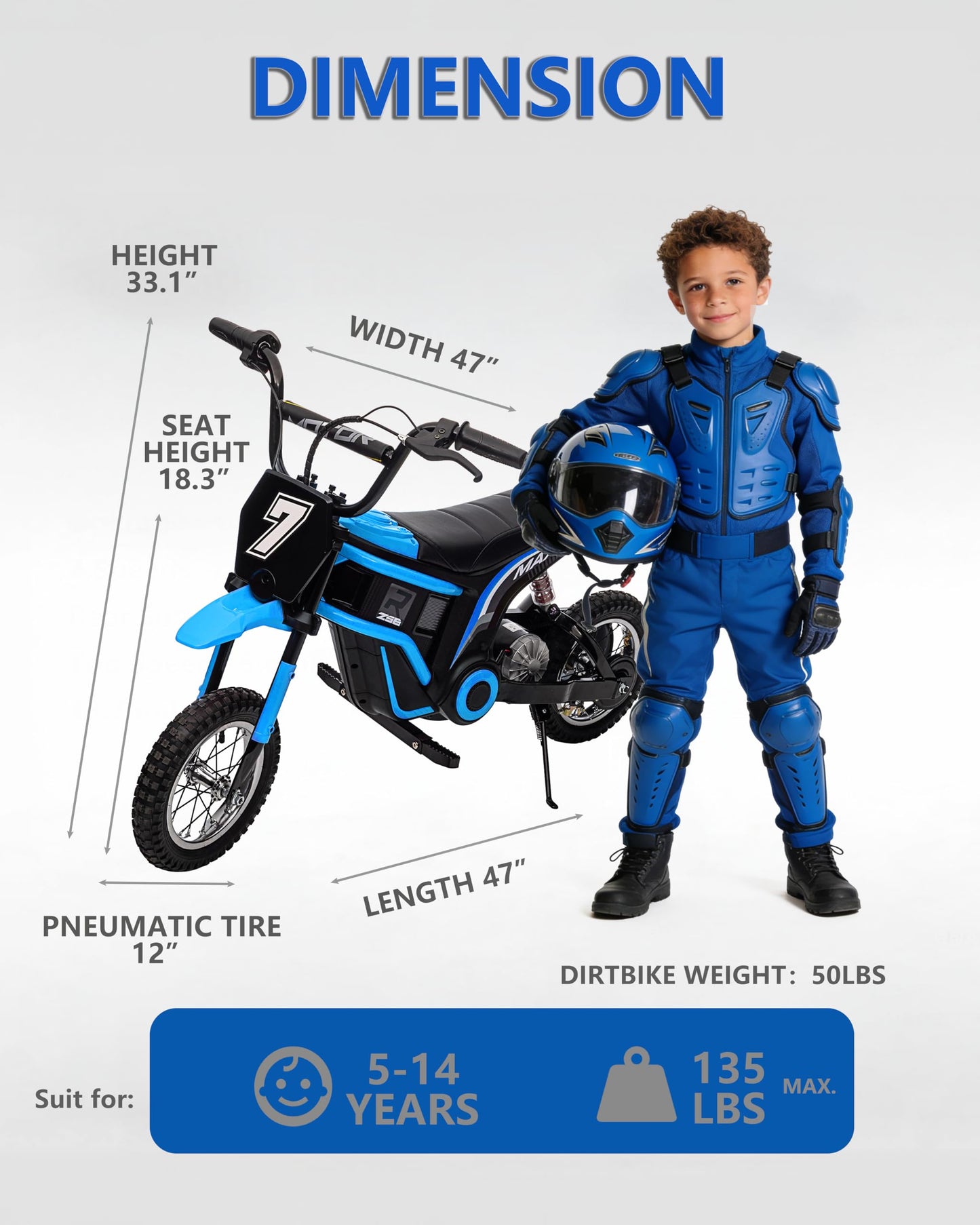 Garvee Kids Ride On Electric Dirt Bike,Kids All Terrain Electric Motorcycle,24V 350W Ride On Toy for Toddlers, Up to 14.5 MPH,Load 135 Lbs,Shock Absorption