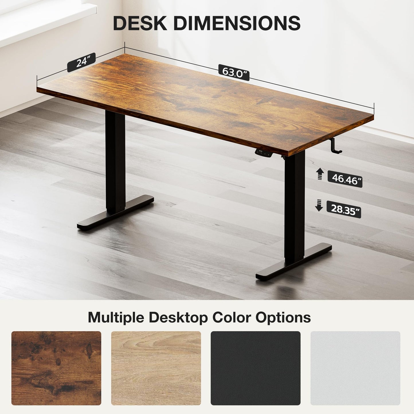 Acrolix Electric Standing Desk, Height Adjustable Home Office Desk with Memory Presets & Cable Management,Rustic Brown Sit Stand Desk for Work from Home, Ergonomic Computer Desk (63" x 24")