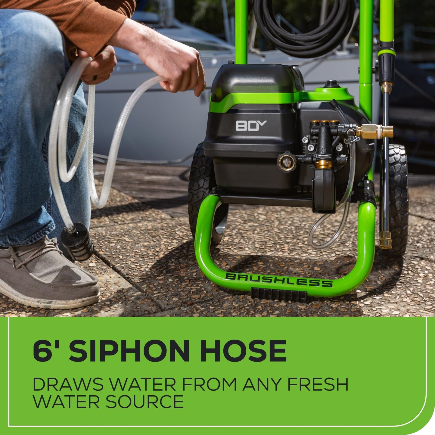 Greenworks 80V 3000 PSI Dual-Port Pressure Washer (2.0 GPM), Tool-Only, Powerful Enough to Remove Pesky Dirt and Grime on Siding, Fences, Patios, Driveways, and Sidewalks