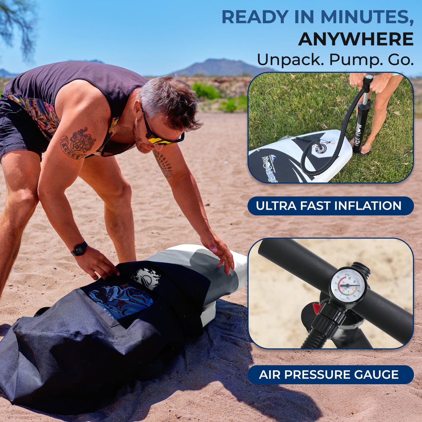 SereneLife Inflatable Stand Up Paddle Board - Wide Stable Design, Non-Slip Deck for Adults & Youth with Premium Paddle Board Accessories: Carry Bag, Dual Action Pump, Paddle, Ankle Leash - Black