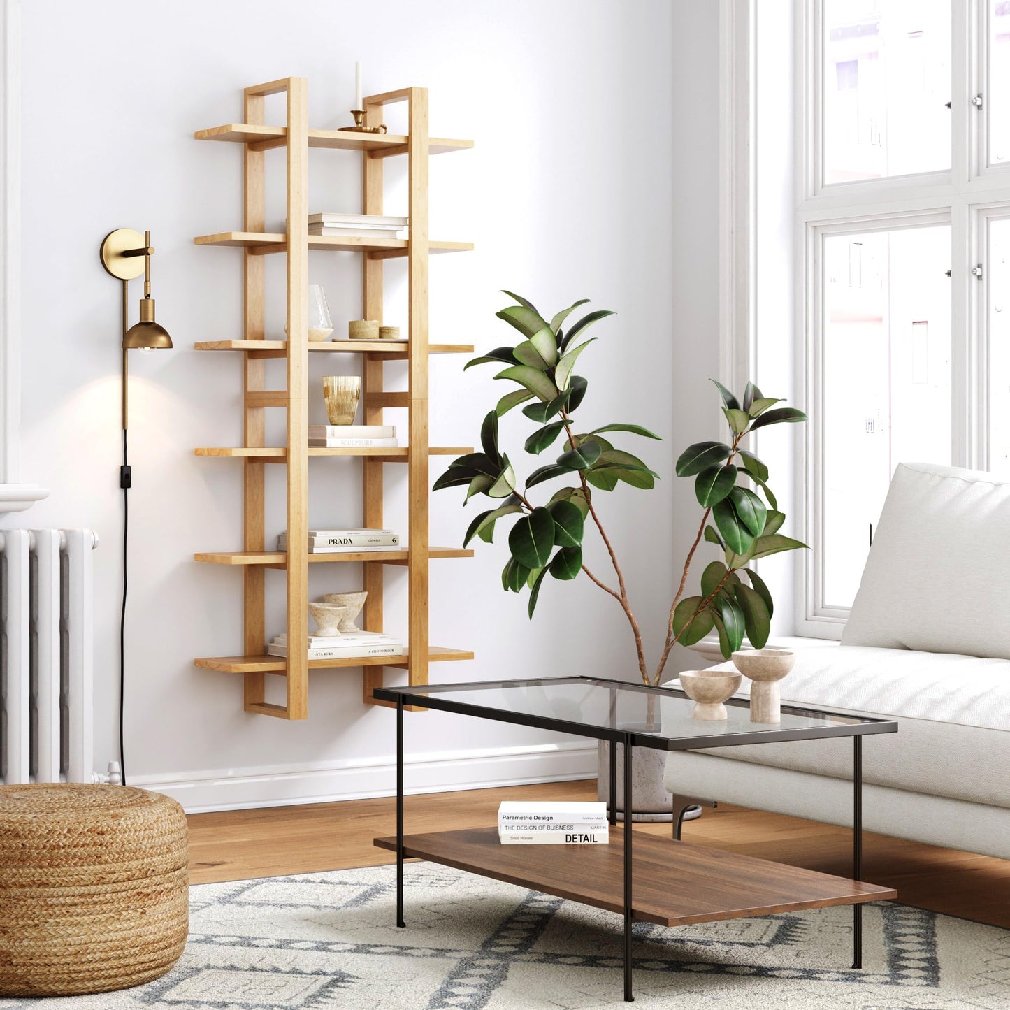 Nathan James Floating Wall Book Shelves, 3-Tier Display Shelf, Decorative Modular Shelf in Solid Wood for Bedroom, Nursery, Bathroom or Kitchen, Set of 2