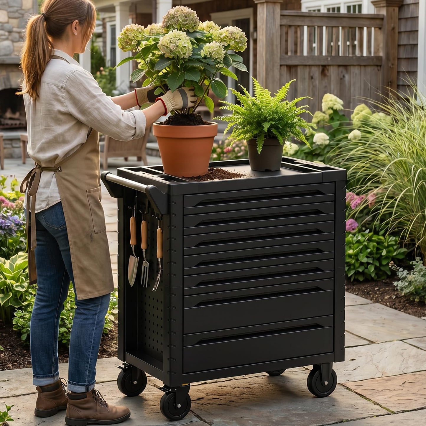Griplier 7-Drawer Rolling Tool Chest,34.2W x 18.1D x 37.4H inches,Tool Storage Cabinet with Brake Wheels,Lock & Key for Garage, Warehouse,Repair Shop,Workshop(7 Drawers)