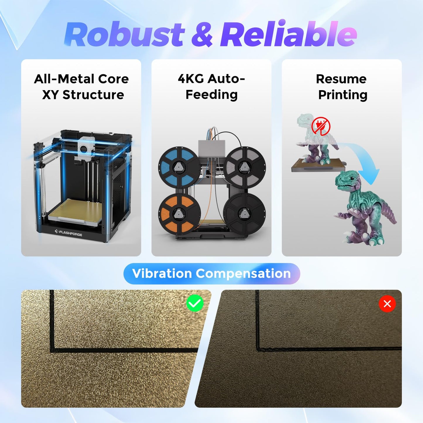 Flashforge AD5X Multicolor 3D Printer, 600mm/s High-Speed 3D Printer with 300˚C Nozzle, Auto Leveling and PEI Flexible Plate, 220x 220 x220mm