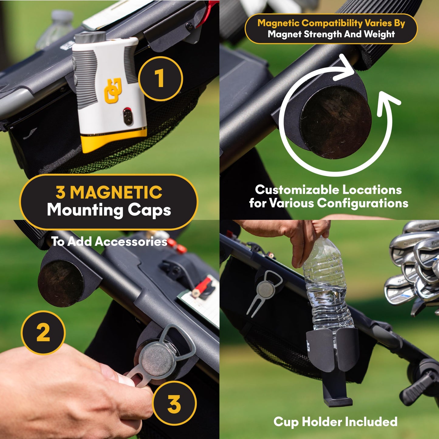 OMADA GOLF T2Lite Golf Push Cart | Lightweight, Ultra-Compact Folding Golf Cart | Large All Terrain Wheels | Umbrella Holder Included | Deep Storage Console | Adjustable Handle, Handbrake + Cup Holder