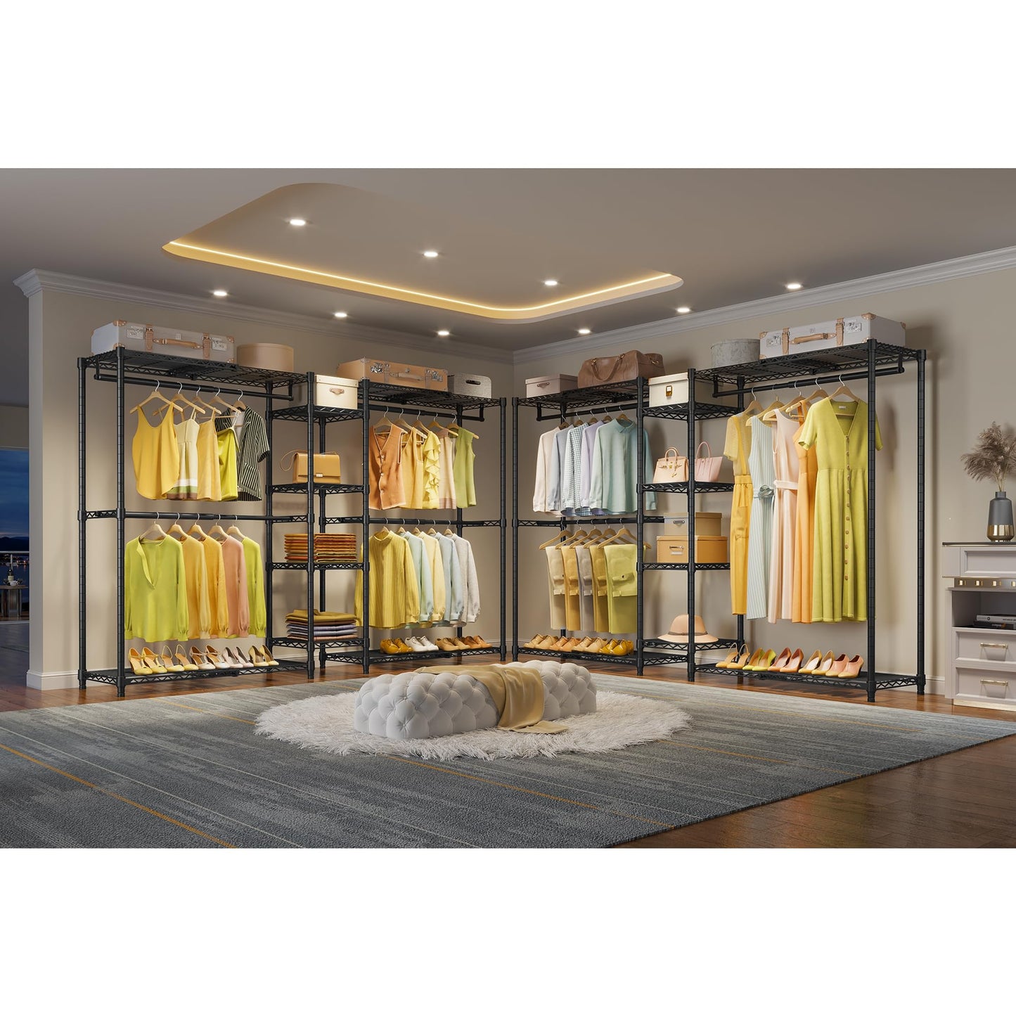 VIPEK X3 Expandable Heavy Duty Clothes Rack Adjustable from 5'2" to 8' with Adjustable Shelves and Hanger Rods, Large Freestanding Clothing Racks Reach-in & Walk-in Closet, Max Load 1210LBS, Black