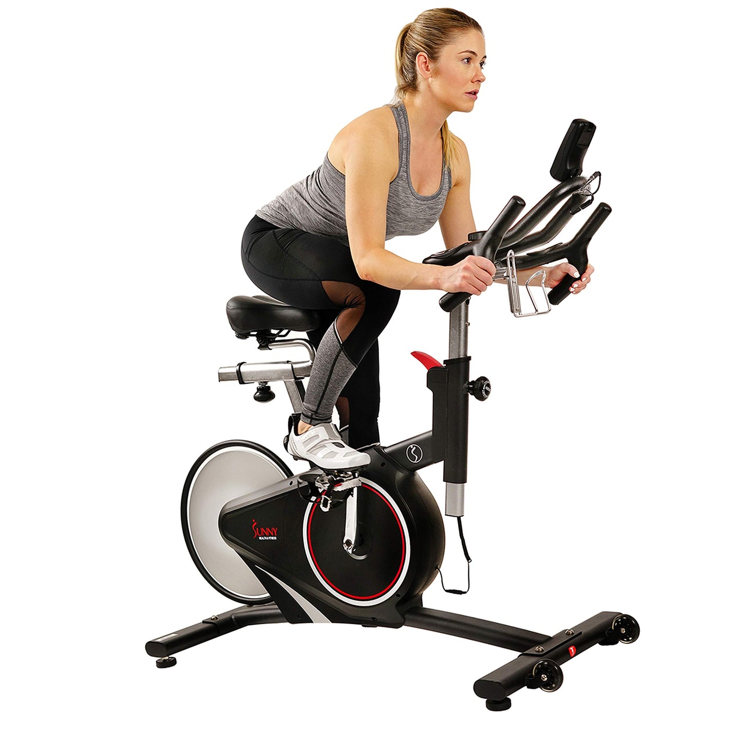 Sunny Health & Fitness Magnetic Rear Belt Drive Indoor Cycling Exercise Bike with RPM Cadence Sensor - SF-B1709, Black