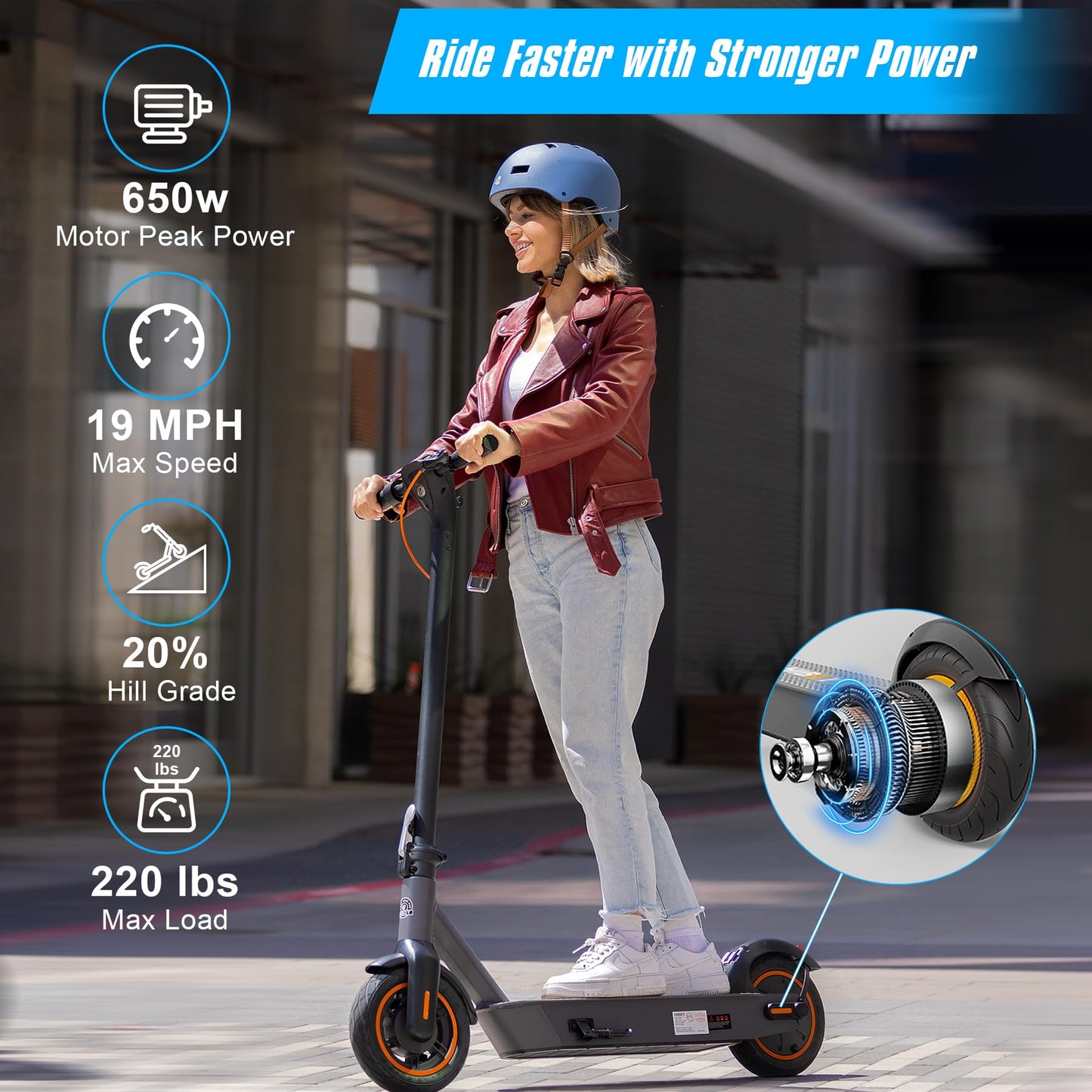 Hiboy S2 MAX Electric Scooter, 40.4 Mi Long Range & 19 MPH, 650W MAX Motor Power, 10'' Pneumatic Tires, Split Hub Set, Dual Braking System and Cruise Control, Foldable Commuter E-Scooter for Adults