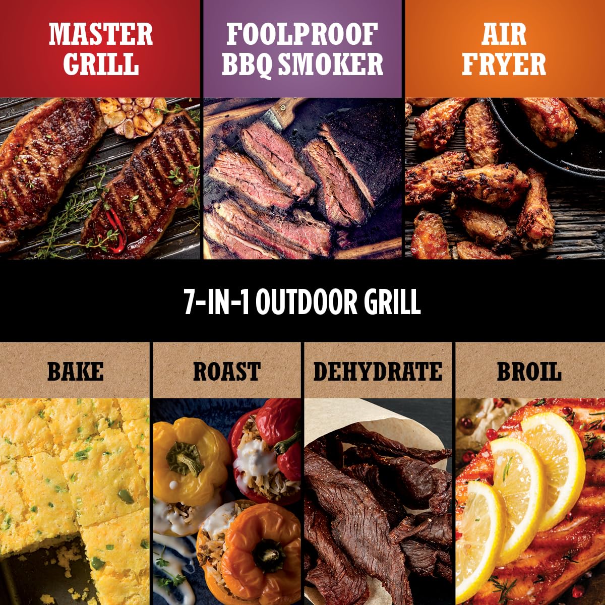 Ninja OG751 Woodfire Pro Outdoor Grill Built-In Thermometer,7-in-1 Master Grill,BBQ Smoker,& Outdoor Air Fryer Plus Bake,Roast,Dehydrate & Broil,Woodfire Technology,Weather-Resistant,Grey XL