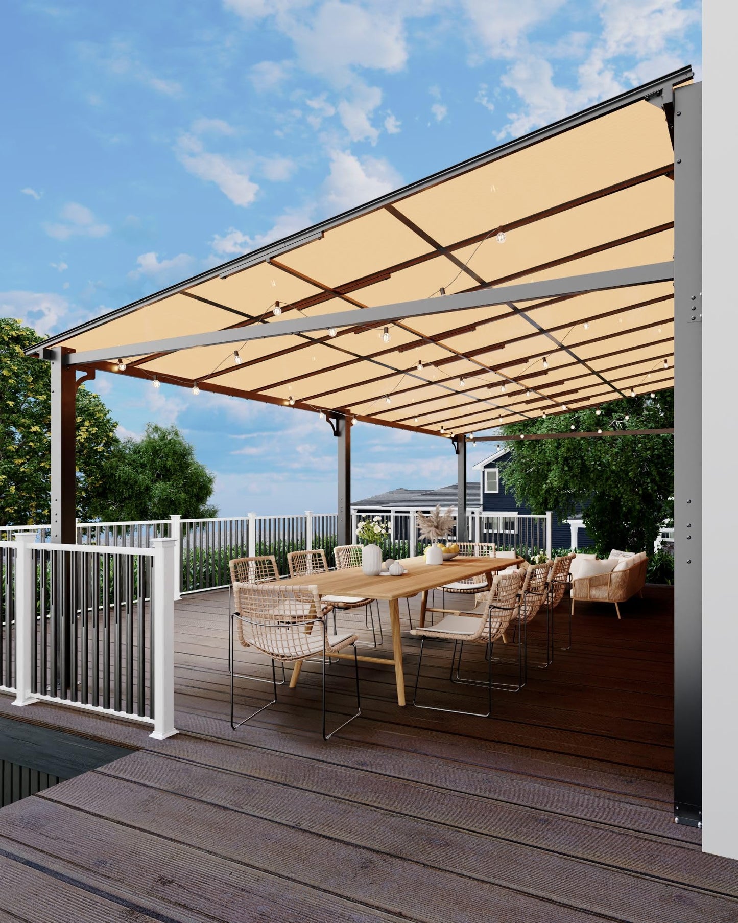 GarveeLife 12 ft x20 ft Upgraded Lean-to Wall-Mounted Gazebo | 6 mm Polycarbonate Roof & Reinforced Aluminum Frame | All-Weather Hardtop Pergola for Patio, Deck, Backyard