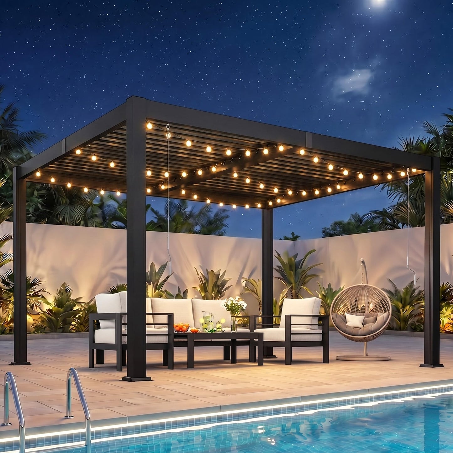 Louvered Pergola, 10' x 12' Outdoor Pergola, Metal Patio Gazebo with Adjustable Louvers Roof and Gutter System, Metal Hardtop Gazebo for Patio, Backyard, Deck, Garden, Dark Gray