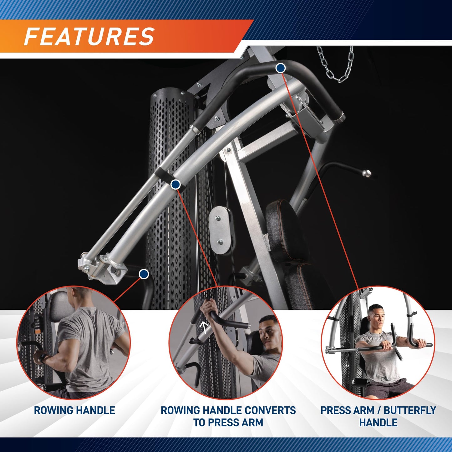 Marcy 150-lb Stack Home Gym System with Row for Full-Body Workout with Upper and Lower Pulley Stations Strength Training at Home with Optional Leg Press Attachment (Sold Separately)